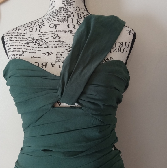 ZARA ASYMMETRICAL LINEN BLEND RUCHED MINI DRESS SIZE S - Picture 6 of 12